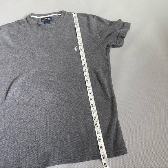 Ralph Lauren Gray Thermal Waffle Knit Polo Muscle Shirt Men’s Size Large - Picture 5 of 7